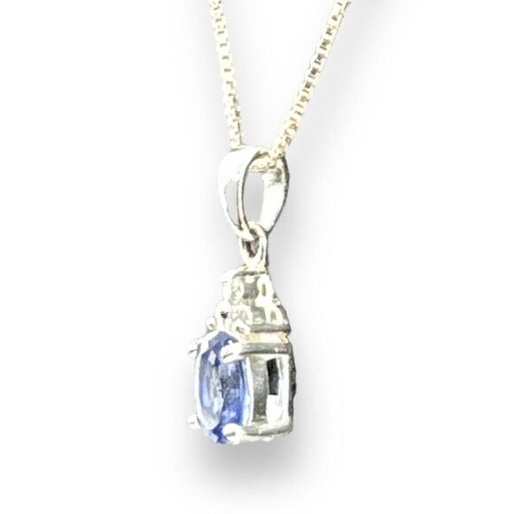 Sterling Silver Blue Cubic Zirconia Necklace and Earrings - Picture 4 of 8